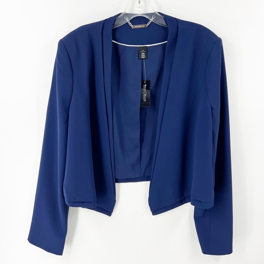 NWT WHBM OPEN FRONT HIGH LOW NAVY BLAZER SIZE 14